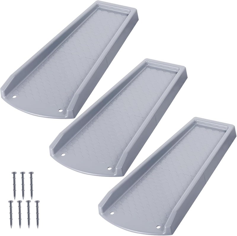 plusgutter Rain Gutter Downspout Splash Block, Gutter Downspout Extensions for Water Drainage, 24" Gutter Splash Guards Downspout Extender, Fixable Down spout Drain Trays with PE Nails(3 Pack, Gray) - Image 1
